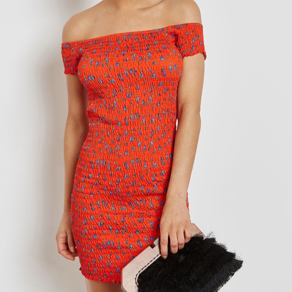 Topshop floral shirred mini dress